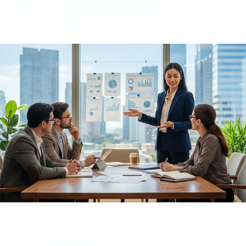 Business owner reviewing tax consultation notes with financial documents