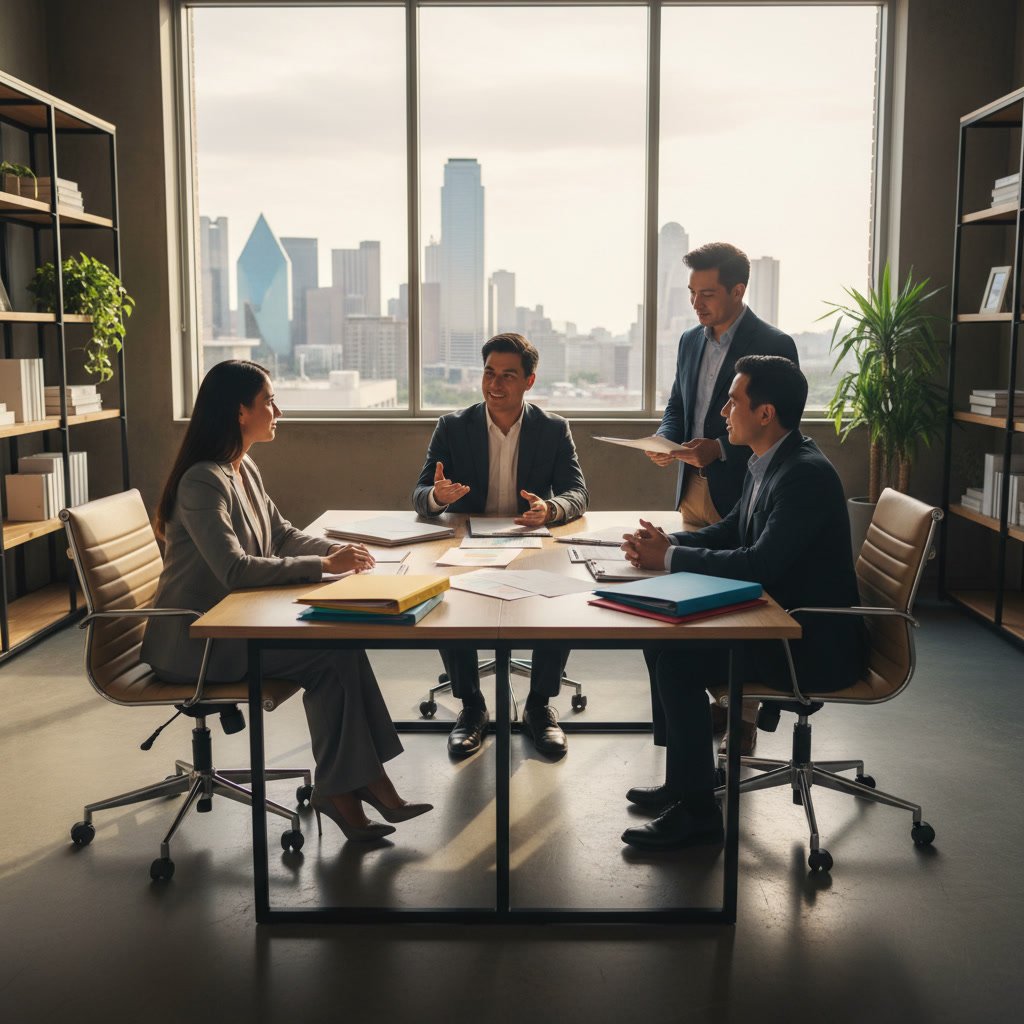 Bilingual tax accountant meeting with Dallas business owner in Spanish and English