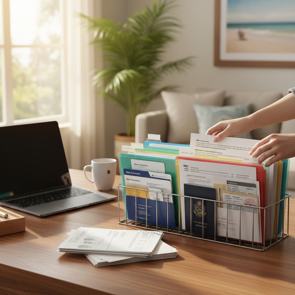 organized financial documents ready for Florida mortgage application