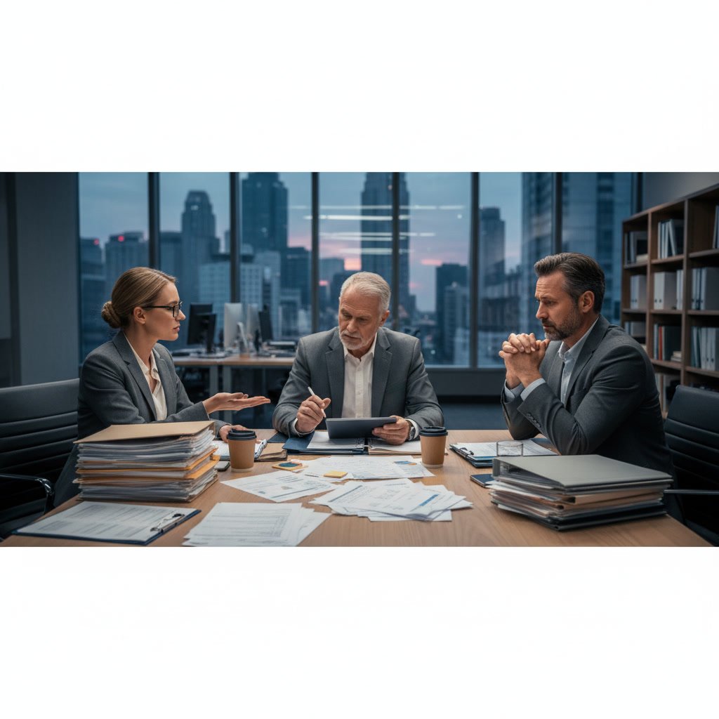 Professional reviewing tax documents and financial records during audit preparation