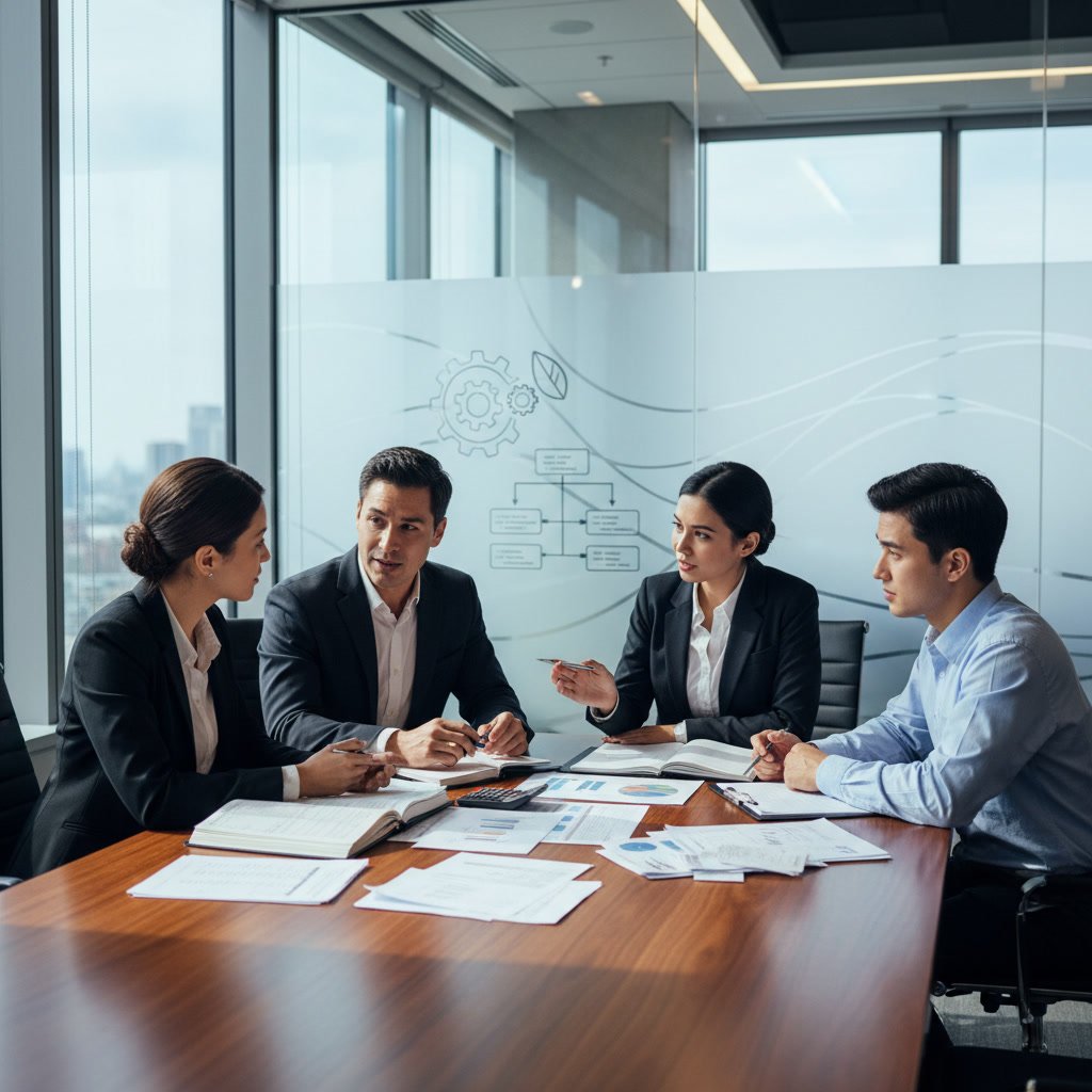 Small business owner working with tax accountant on business tax returns