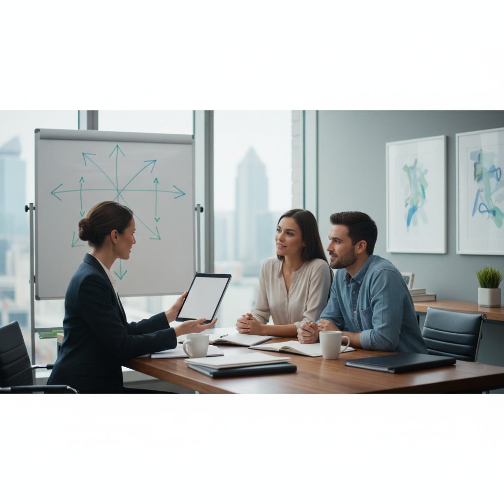 Professional reviewing credit reports during initial consultation session