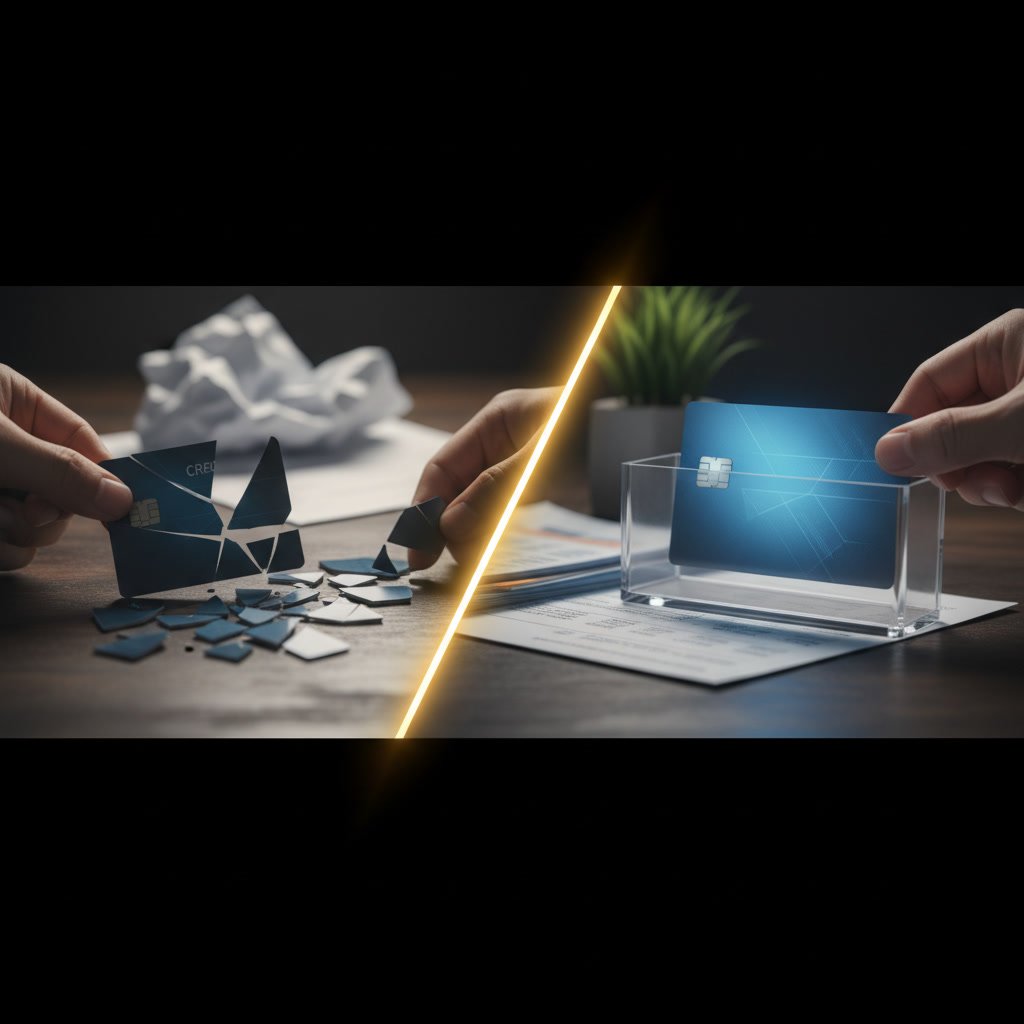 Person reviewing improved credit score on laptop after credit repair