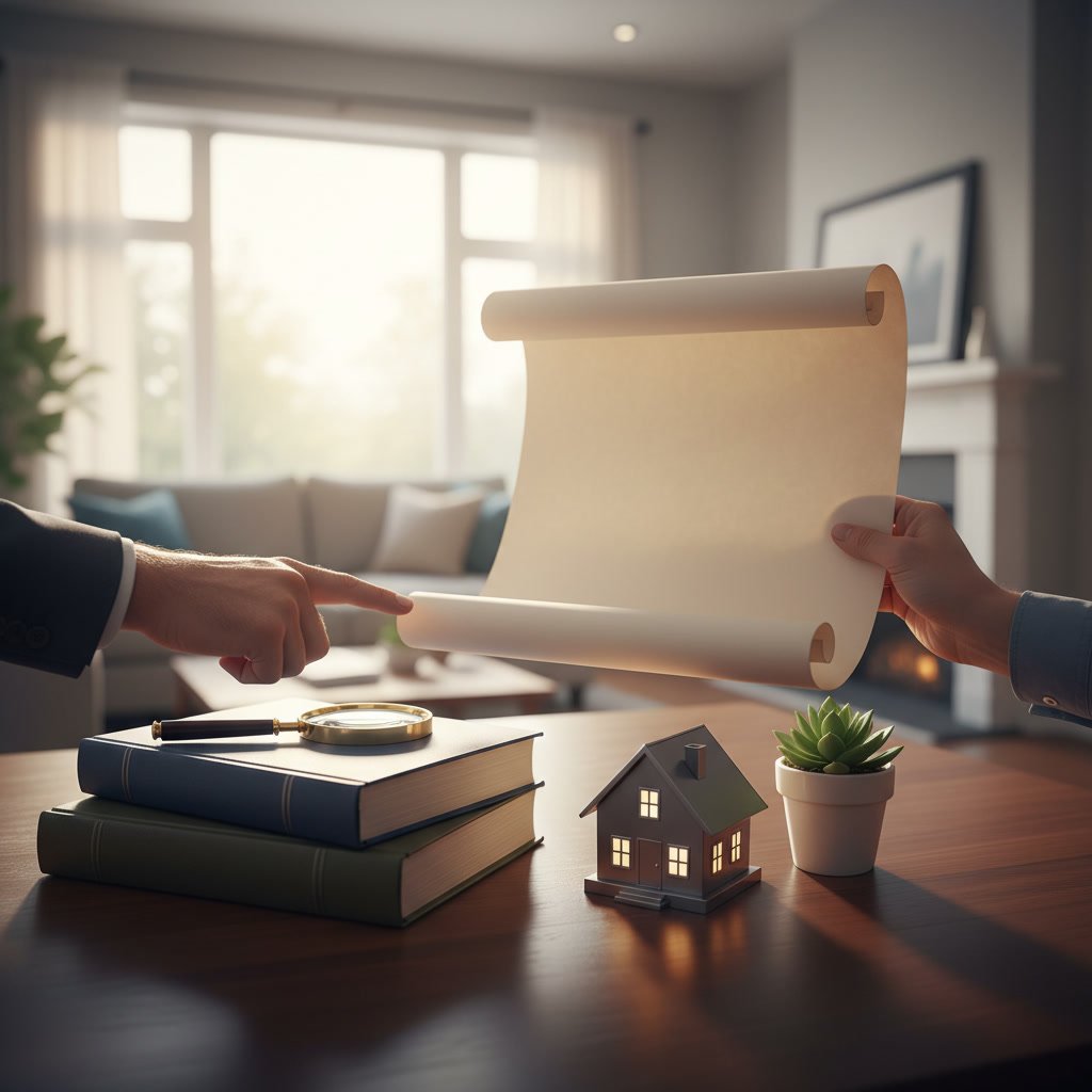 Professional reviewing credit report and mortgage application documents at desk