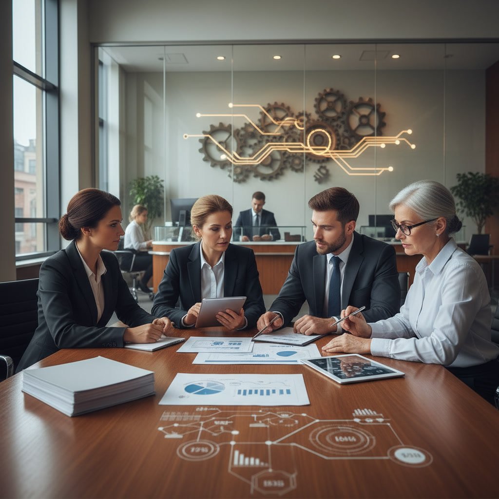 Business owner meeting with financial advisor to discuss business funding application